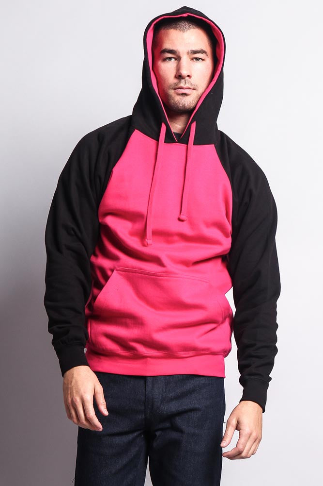 Contrast Raglan Sleeve Pullover Hoodie