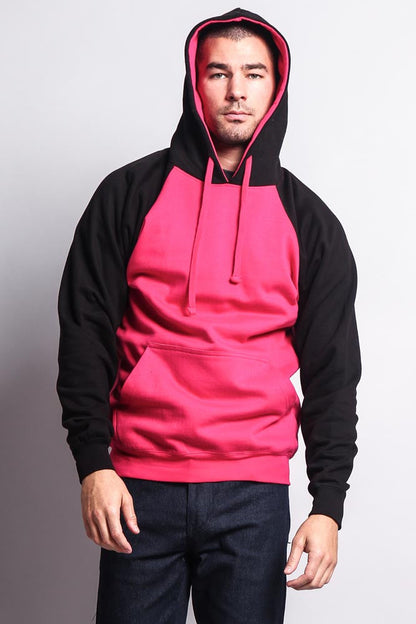 Contrast Raglan Sleeve Pullover Hoodie