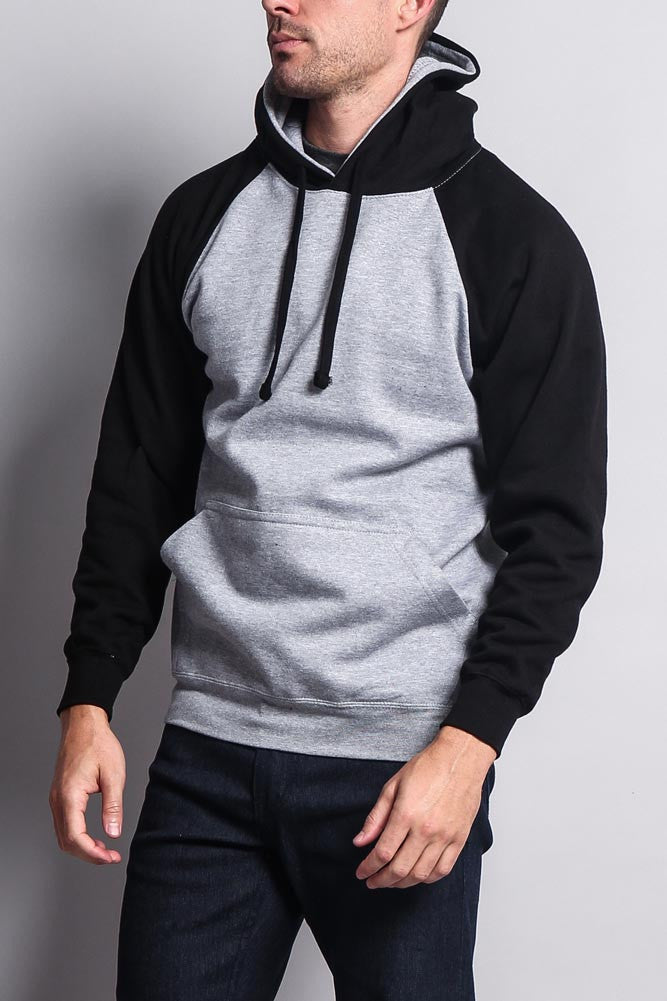 Contrast Raglan Sleeve Pullover Hoodie