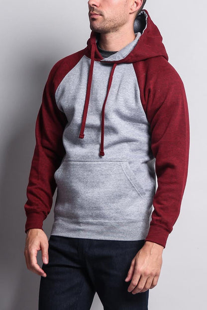 Contrast Raglan Sleeve Pullover Hoodie