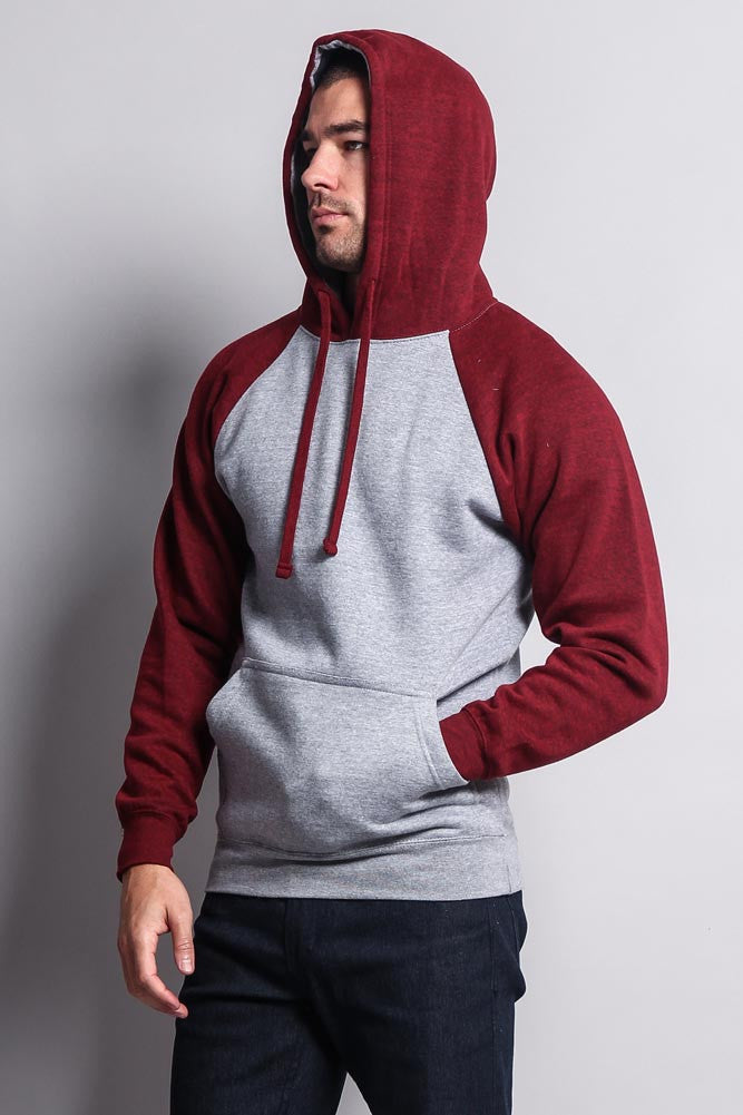 Contrast Raglan Sleeve Pullover Hoodie