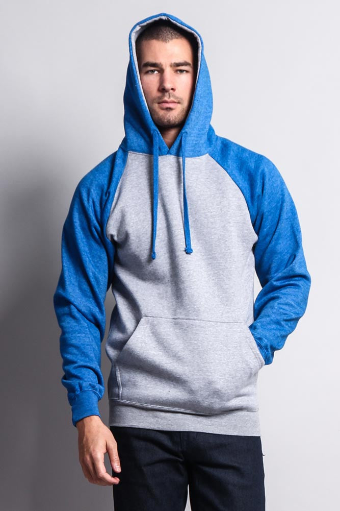 Contrast Raglan Sleeve Pullover Hoodie