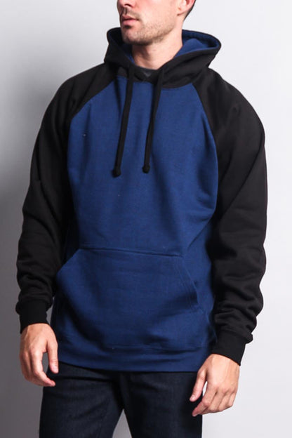 Contrast Raglan Sleeve Pullover Hoodie
