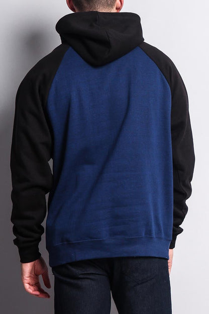 Contrast Raglan Sleeve Pullover Hoodie