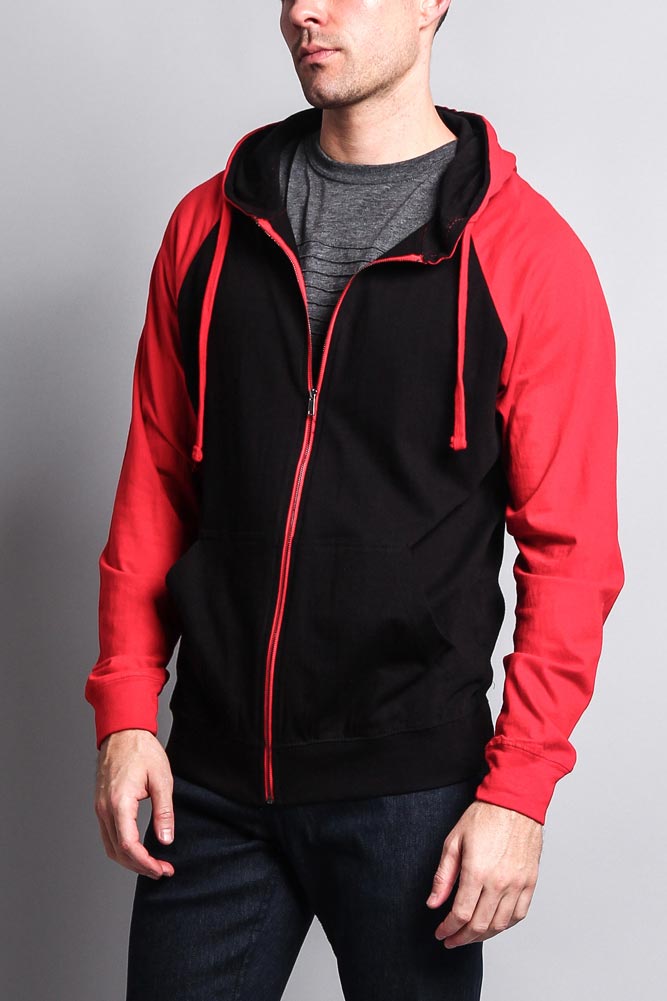 Men's Contrasting Zip Up Hoodie