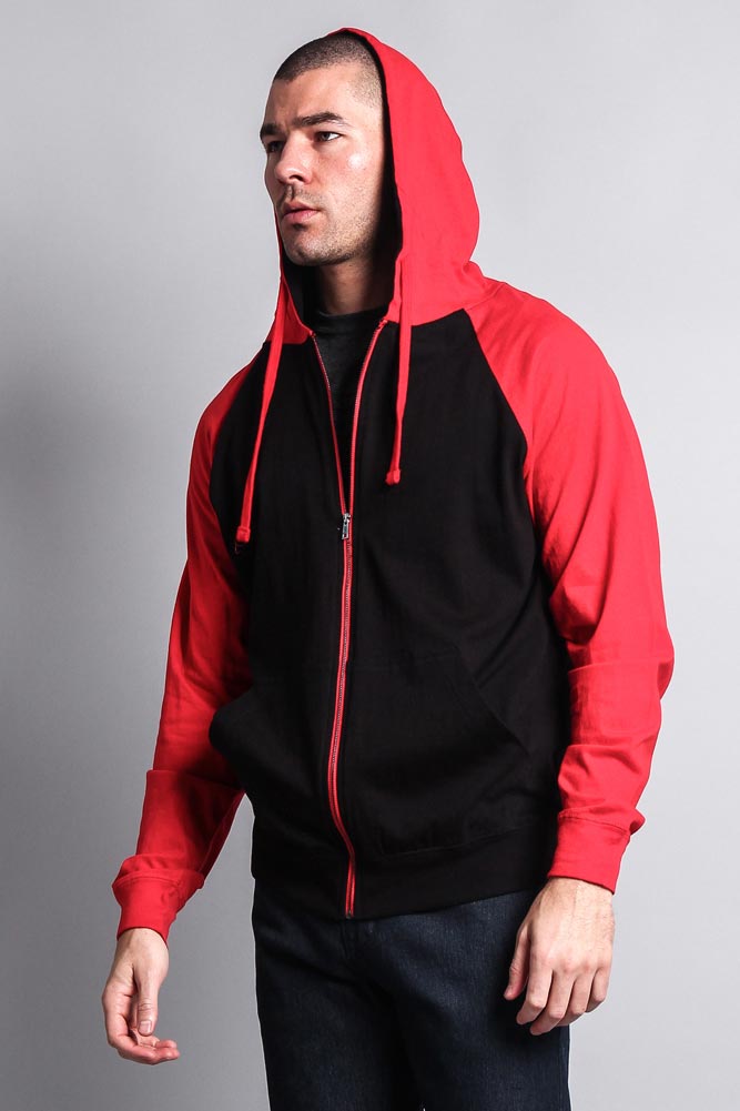 Men's Contrasting Zip Up Hoodie
