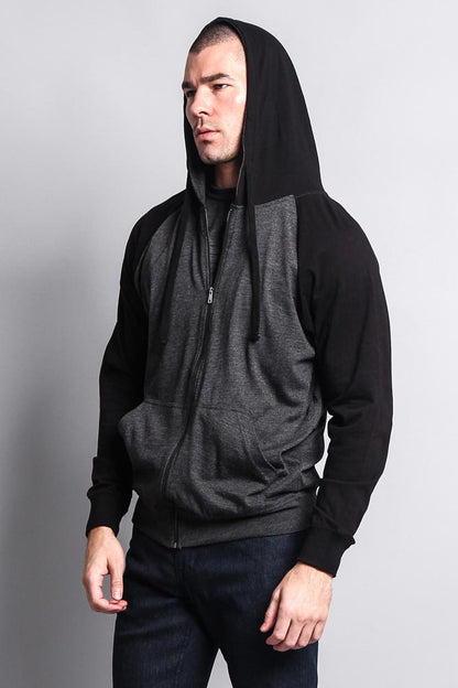 Men's Contrasting Zip Up Hoodie