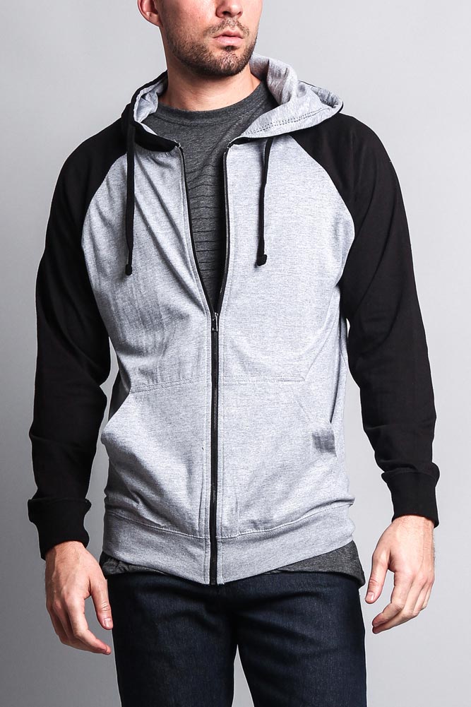 Men's Contrasting Zip Up Hoodie