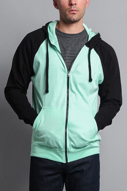 Men's Contrasting Zip Up Hoodie