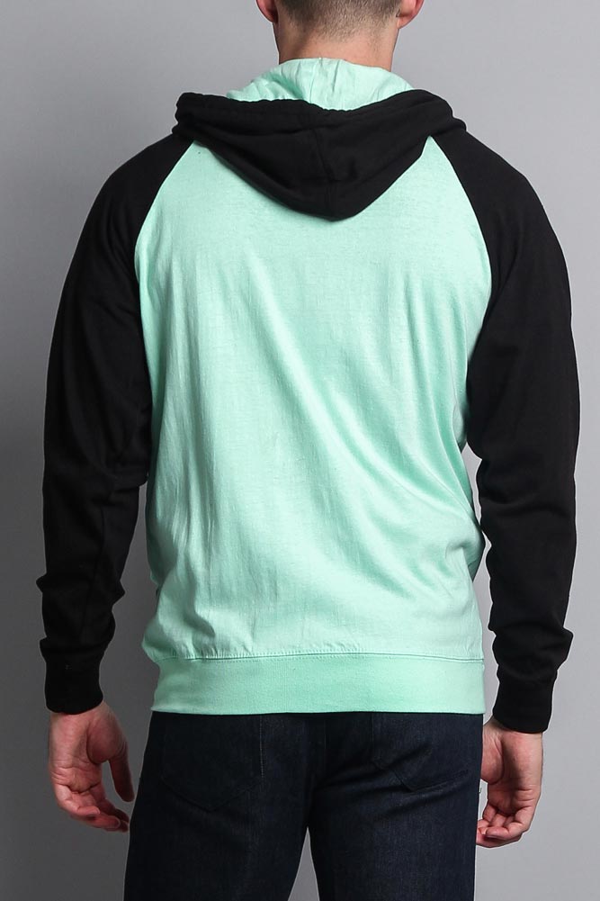 Men's Contrasting Zip Up Hoodie