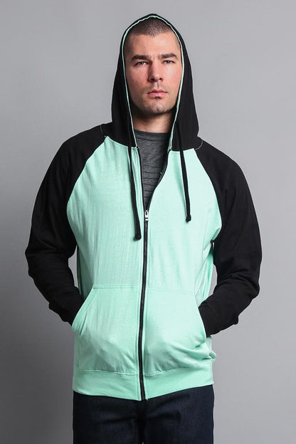 Men's Contrasting Zip Up Hoodie