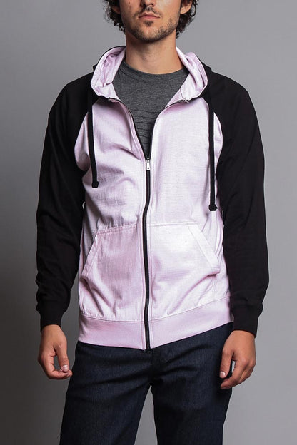 Men's Contrasting Zip Up Hoodie
