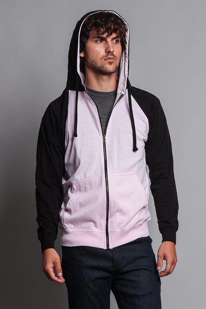 Men's Contrasting Zip Up Hoodie