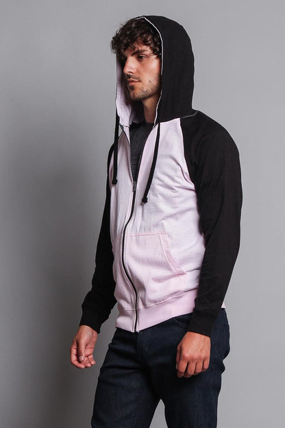 Men's Contrasting Zip Up Hoodie