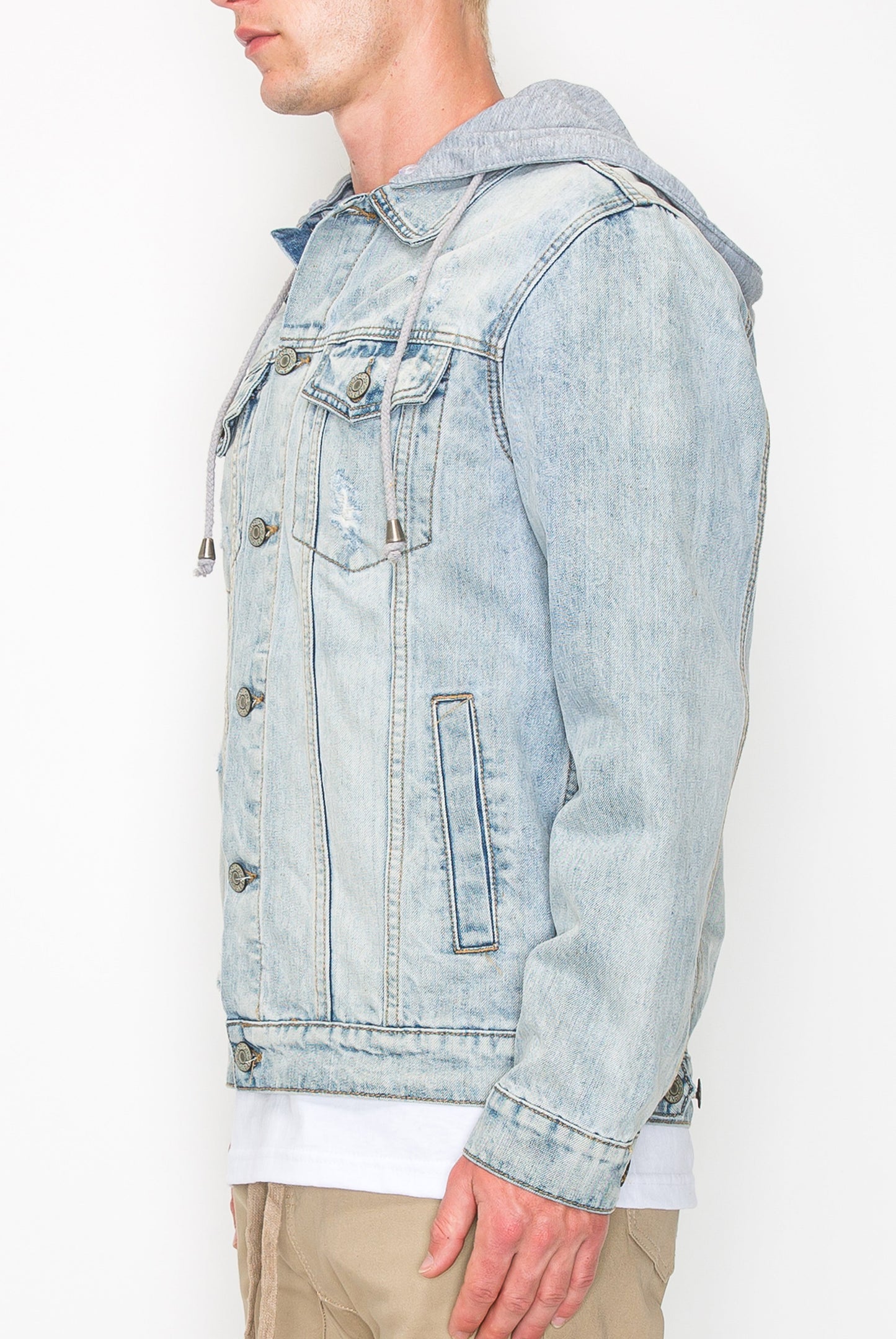 Layered Hooded Denim Jacket