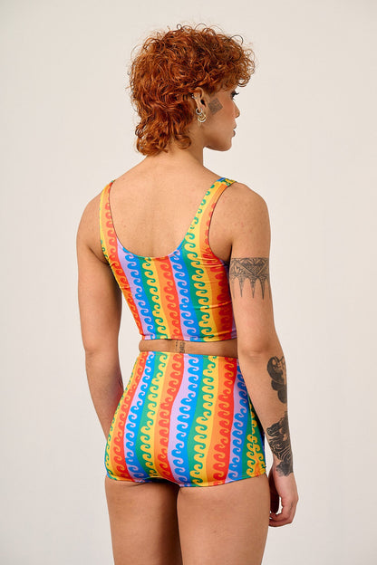 Monte - Bikini Bottom Shorts in Rainbow Wave