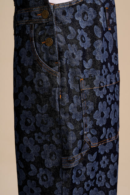 Mullen - Denim Dungarees in Vida Floral