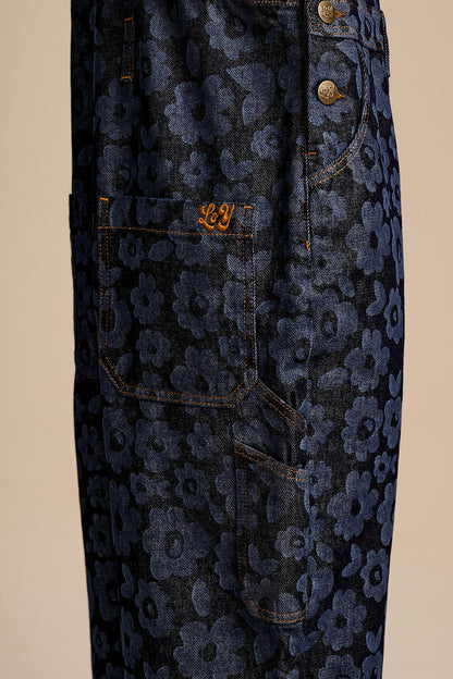 Mullen - Denim Dungarees in Vida Floral