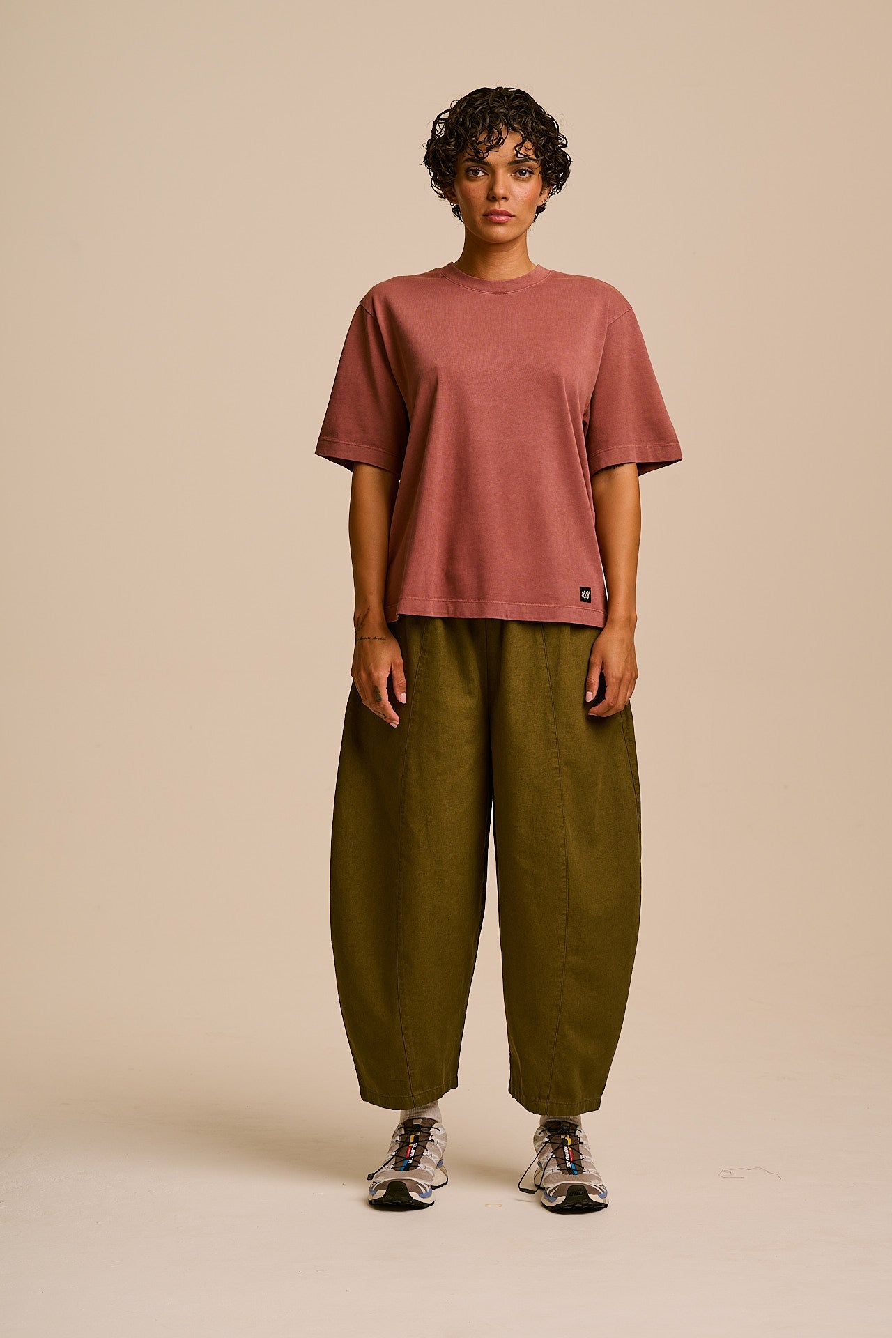 Noa - Cotton Boxy T-Shirt in Washed Pink