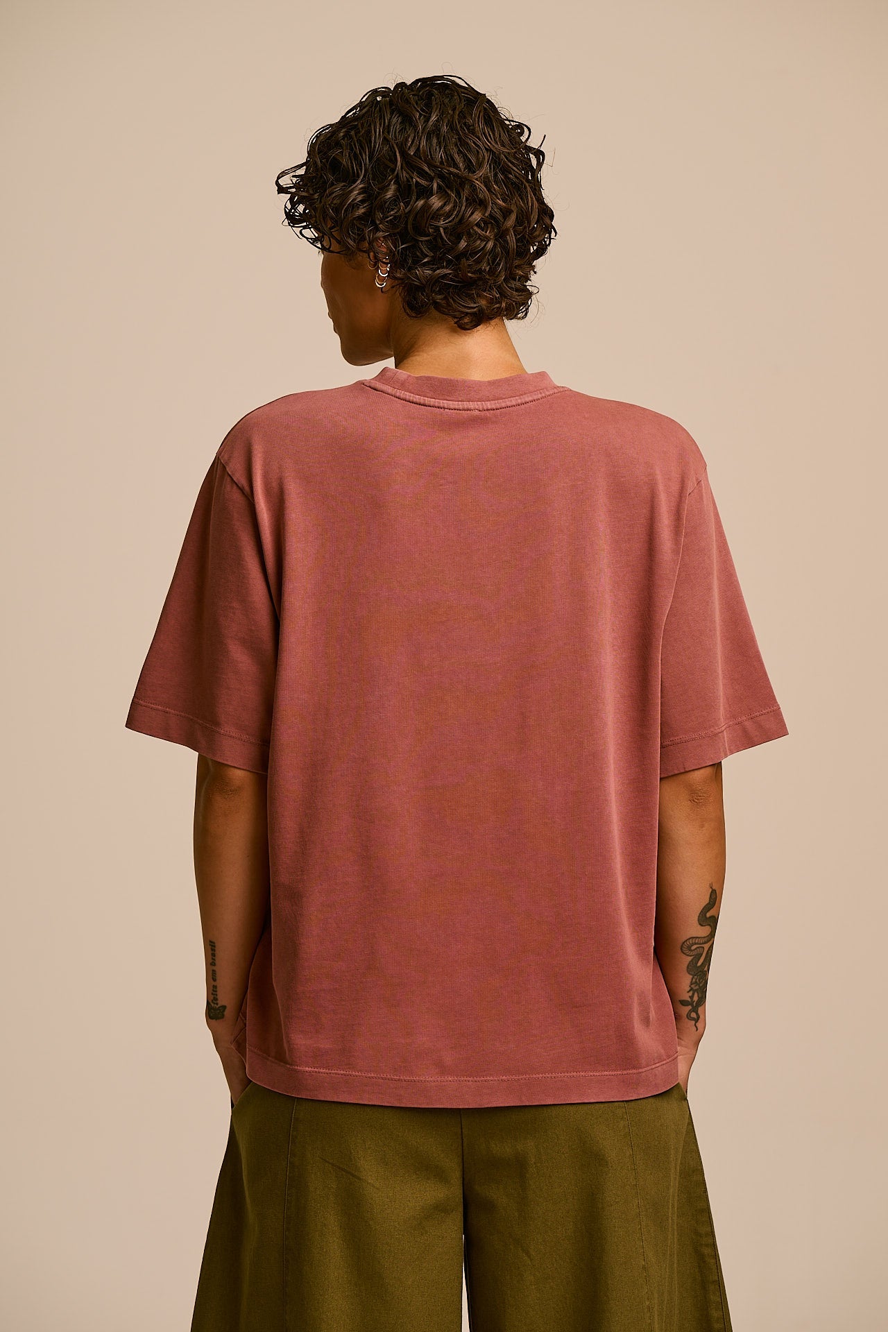Noa - Cotton Boxy T-Shirt in Washed Pink