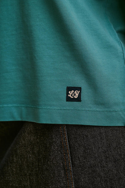 Noa - Cotton Boxy T-Shirt in Washed Dragonfly Blue