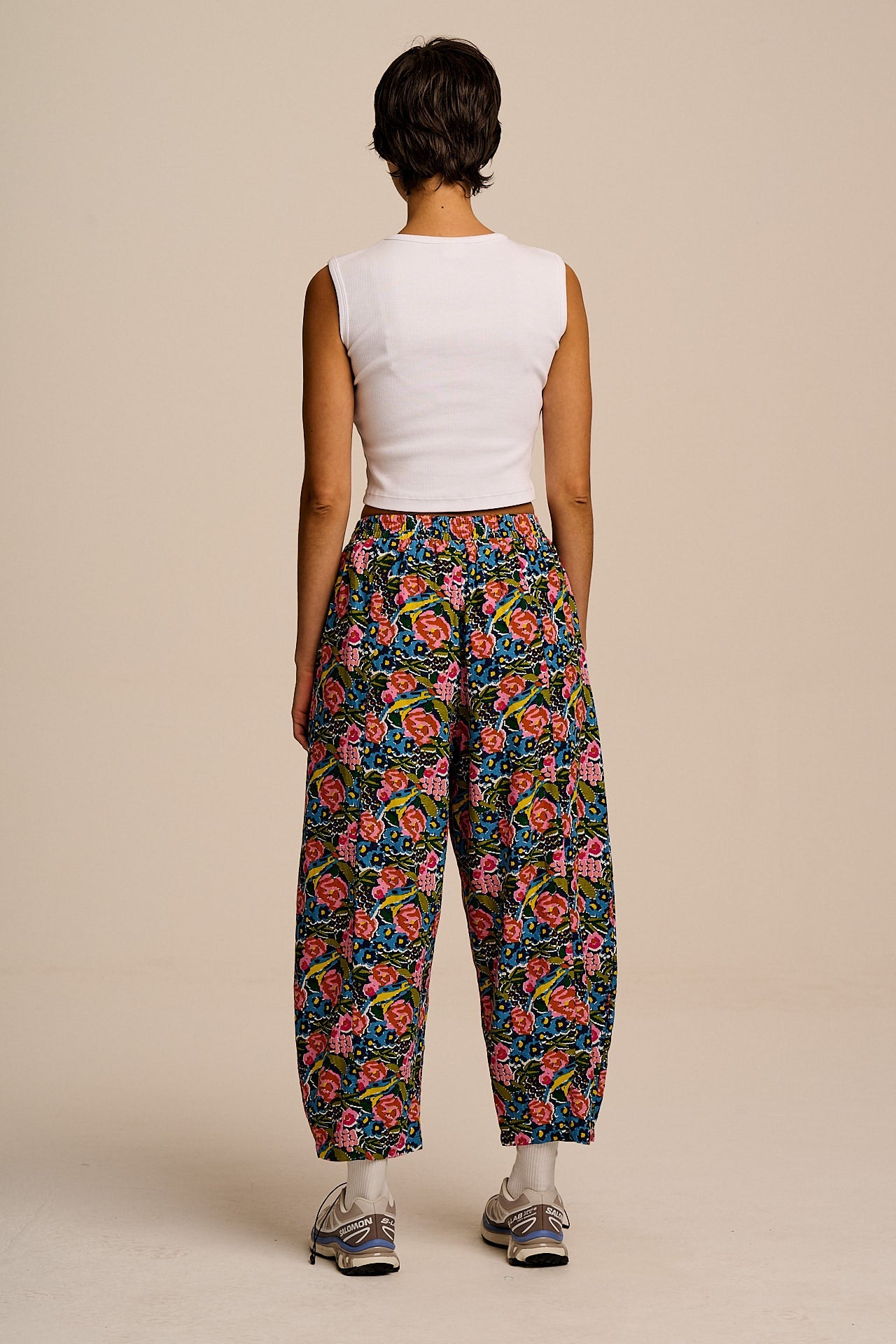 Obregon - Cotton & Viscose Barrel Leg Trousers in Blue Birdie Floral