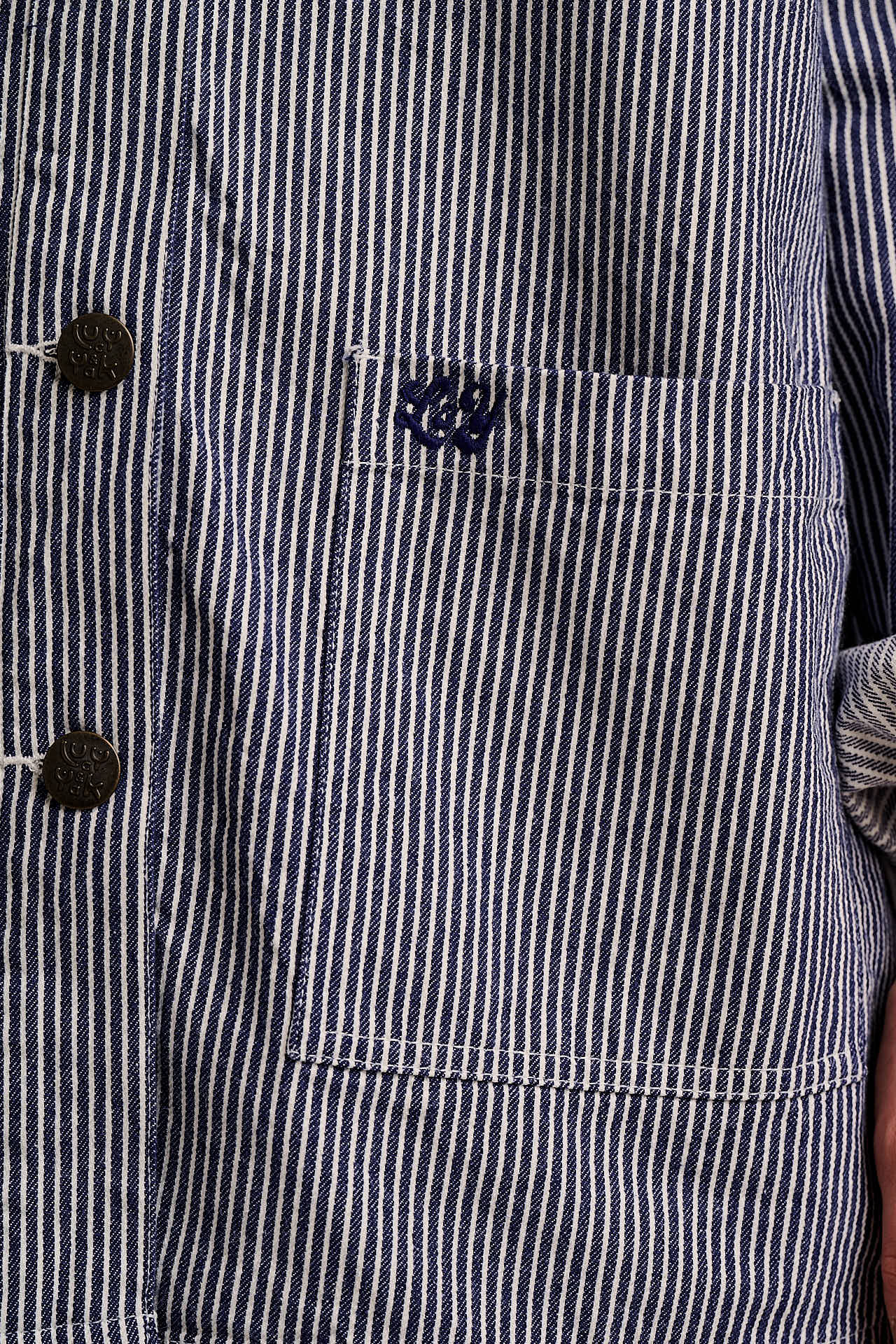 Olly - Cotton Jacket in Navy Stripe