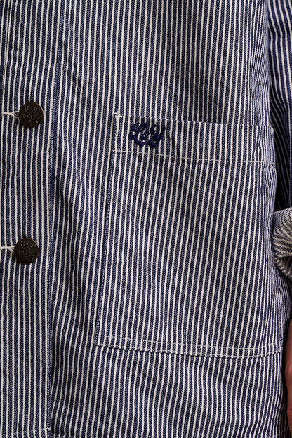 Olly - Cotton Jacket in Navy Stripe
