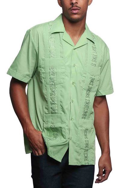Guayabera Embroidered Pleated Cuban Shirt