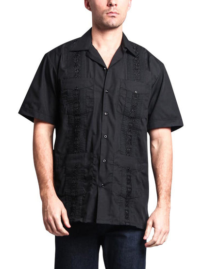 Guayabera Embroidered Pleated Cuban Shirt