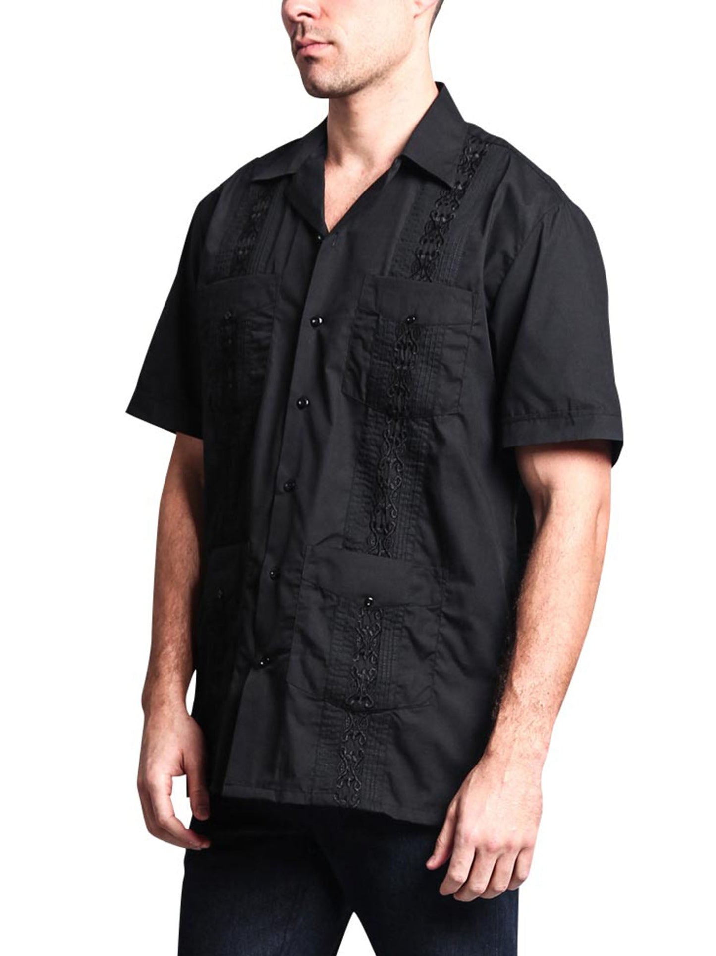 Guayabera Embroidered Pleated Cuban Shirt