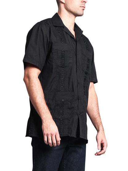 Guayabera Embroidered Pleated Cuban Shirt