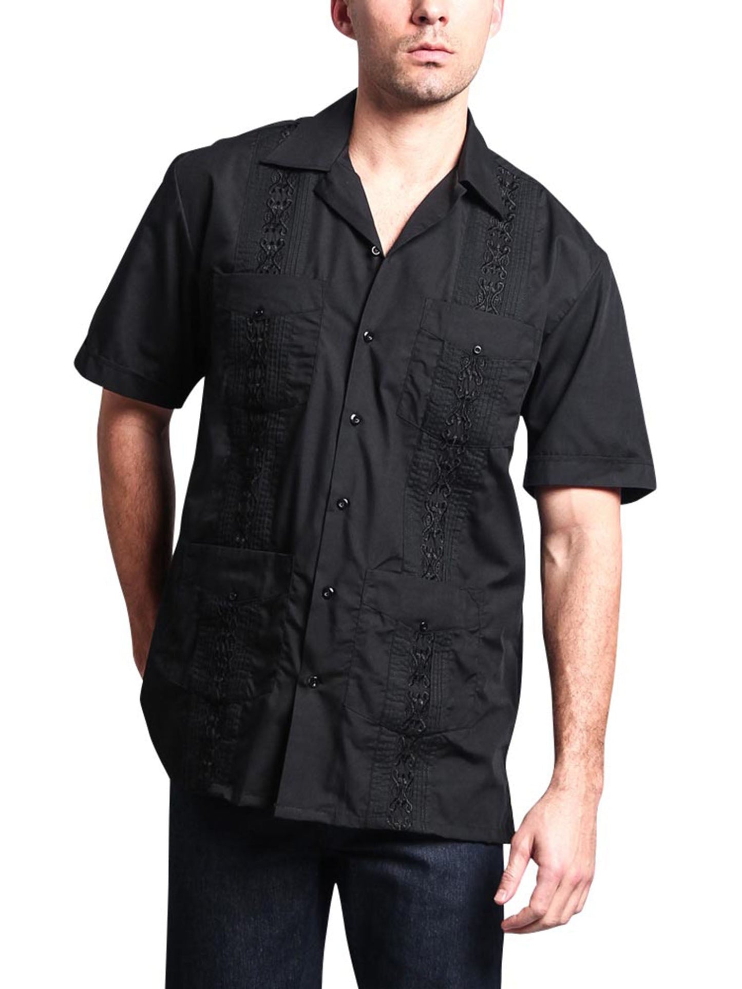 Guayabera Embroidered Pleated Cuban Shirt