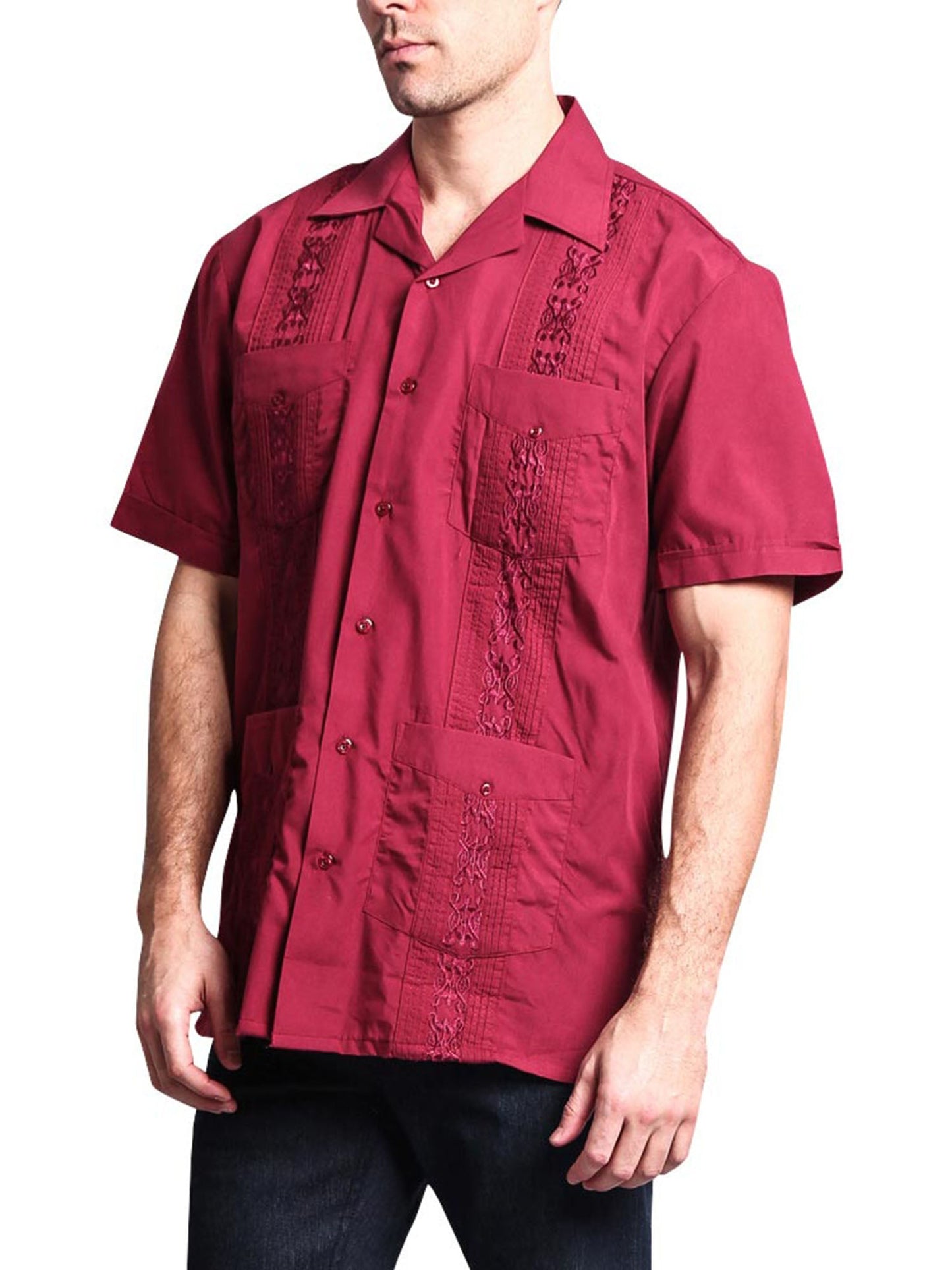 Guayabera Embroidered Pleated Cuban Shirt
