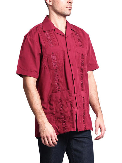 Guayabera Embroidered Pleated Cuban Shirt