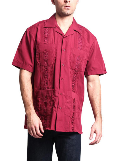 Guayabera Embroidered Pleated Cuban Shirt