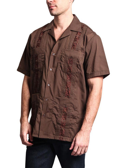 Guayabera Embroidered Pleated Cuban Shirt
