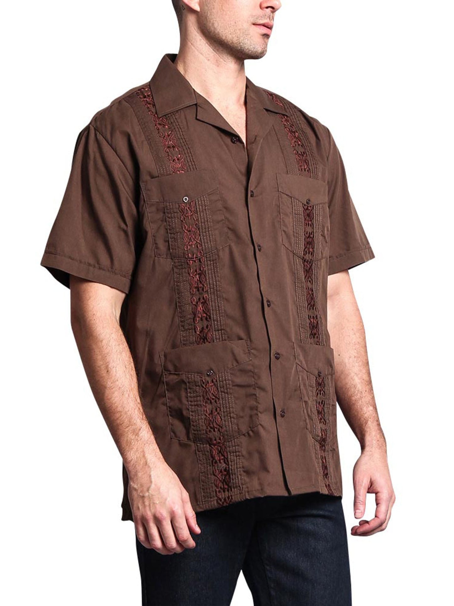 Guayabera Embroidered Pleated Cuban Shirt