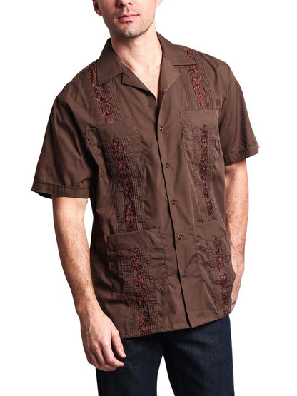 Guayabera Embroidered Pleated Cuban Shirt