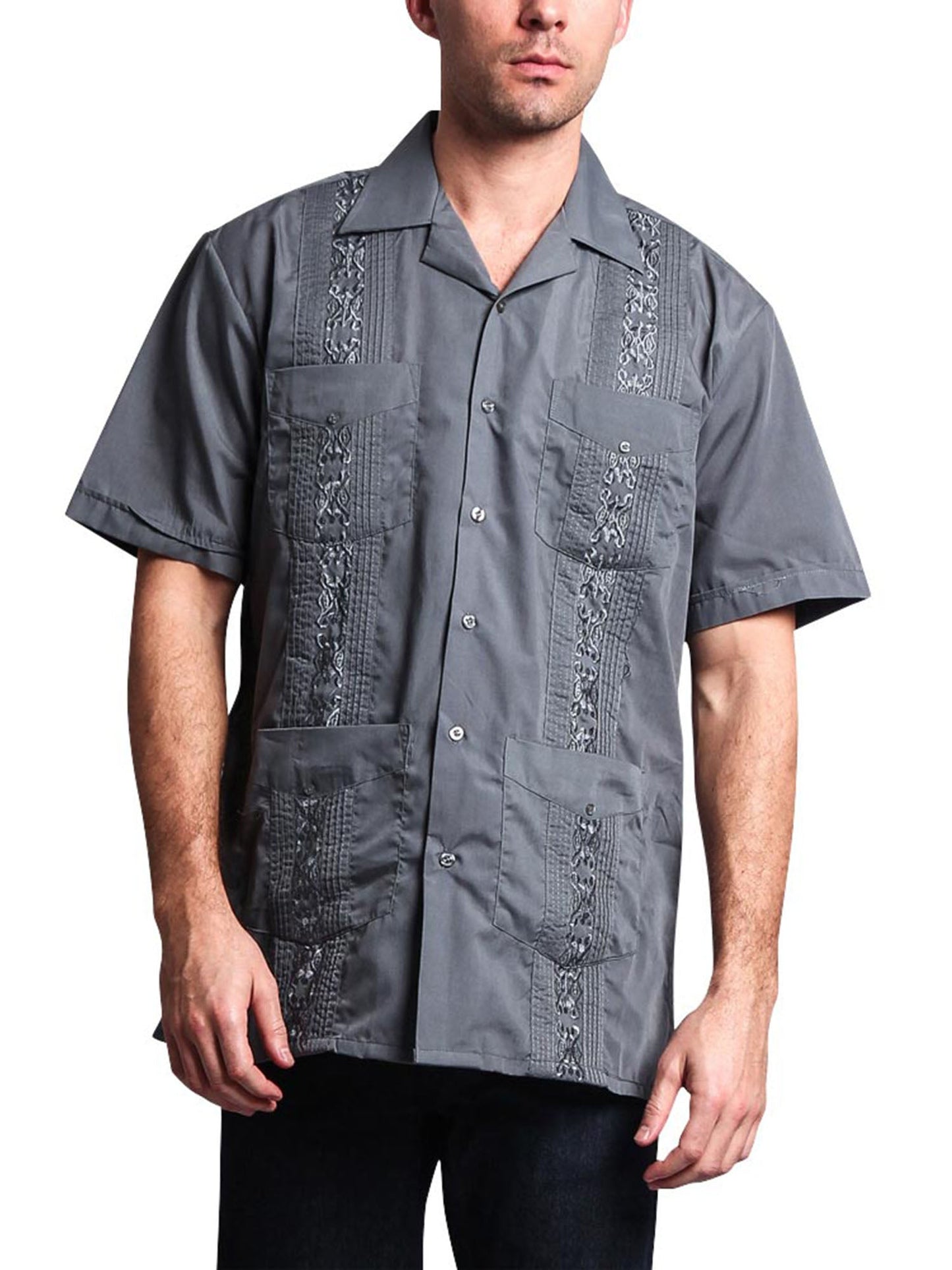 Guayabera Embroidered Pleated Cuban Shirt