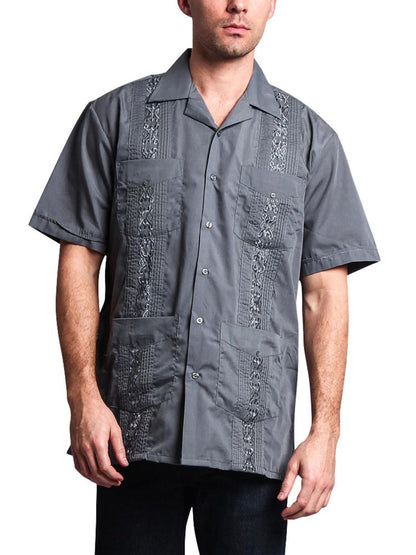 Guayabera Embroidered Pleated Cuban Shirt