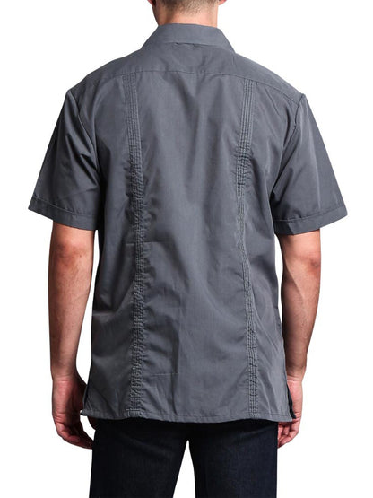 Guayabera Embroidered Pleated Cuban Shirt