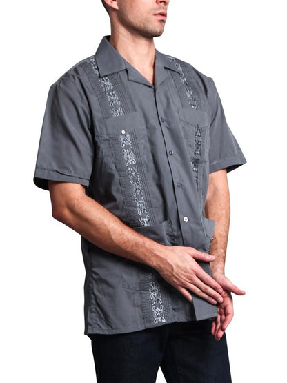 Guayabera Embroidered Pleated Cuban Shirt