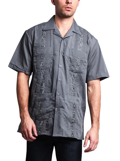 Guayabera Embroidered Pleated Cuban Shirt