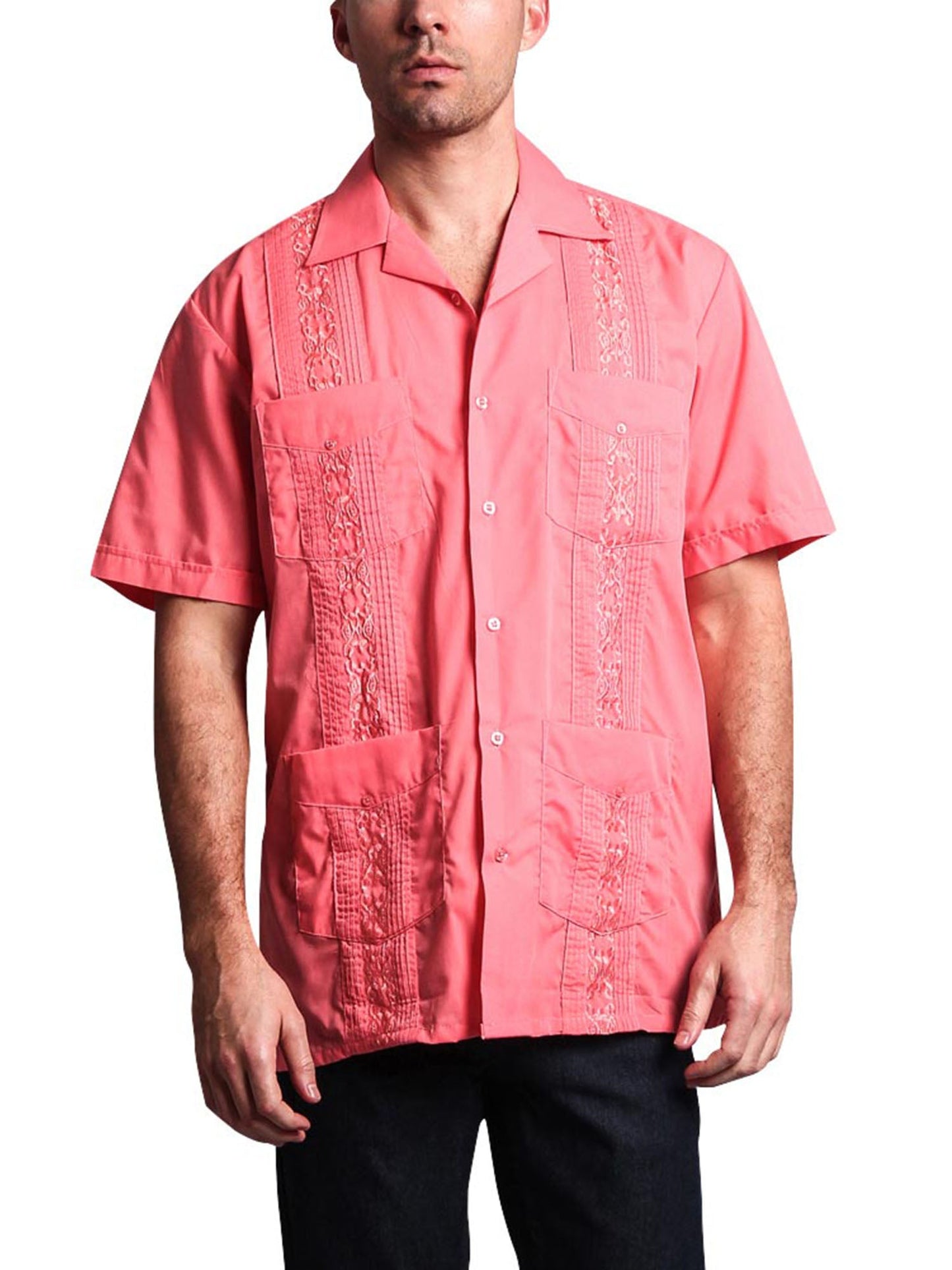 Guayabera Embroidered Pleated Cuban Shirt