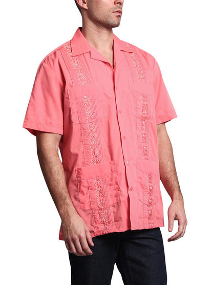 Guayabera Embroidered Pleated Cuban Shirt