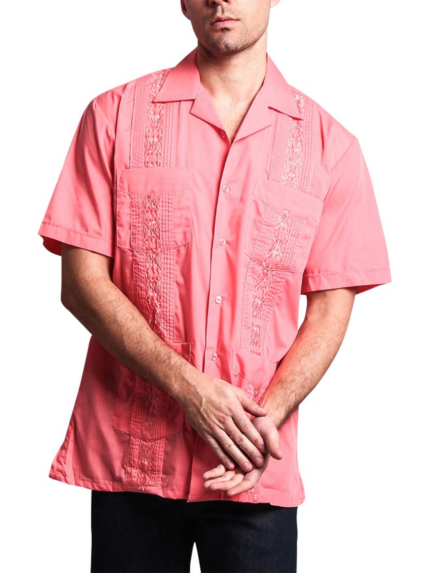 Guayabera Embroidered Pleated Cuban Shirt