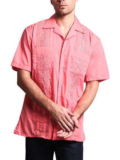 Guayabera Embroidered Pleated Cuban Shirt