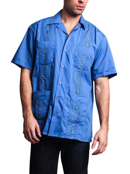 Guayabera Embroidered Pleated Cuban Shirt