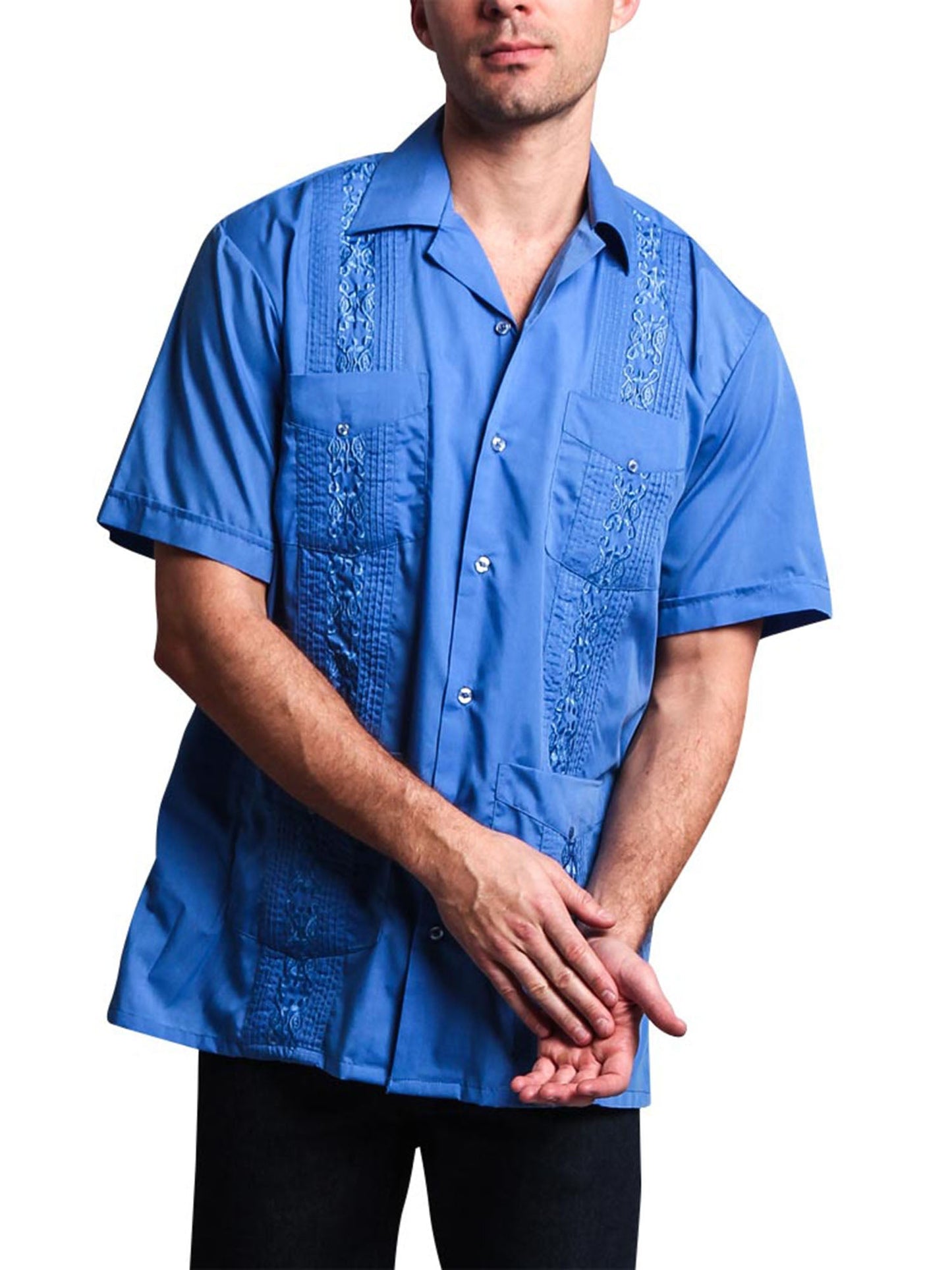 Guayabera Embroidered Pleated Cuban Shirt
